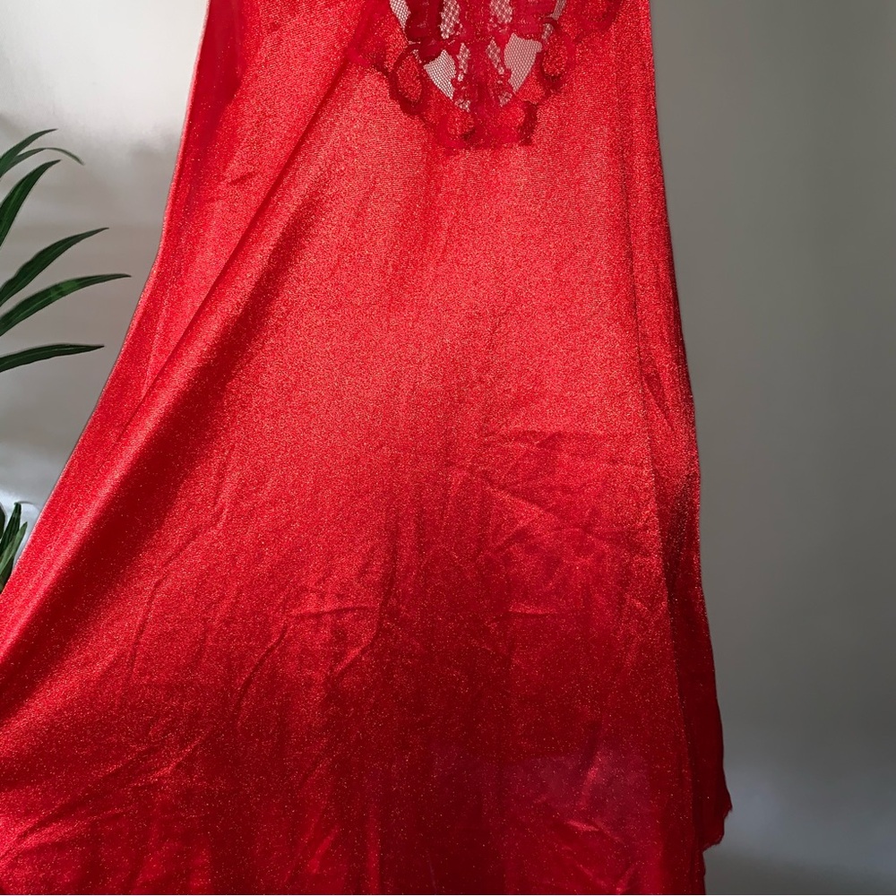 v i n t a g e :: Vibrant Floral Satin Nylon Lace Nightgown Slip Dress - Picture 5 of 14